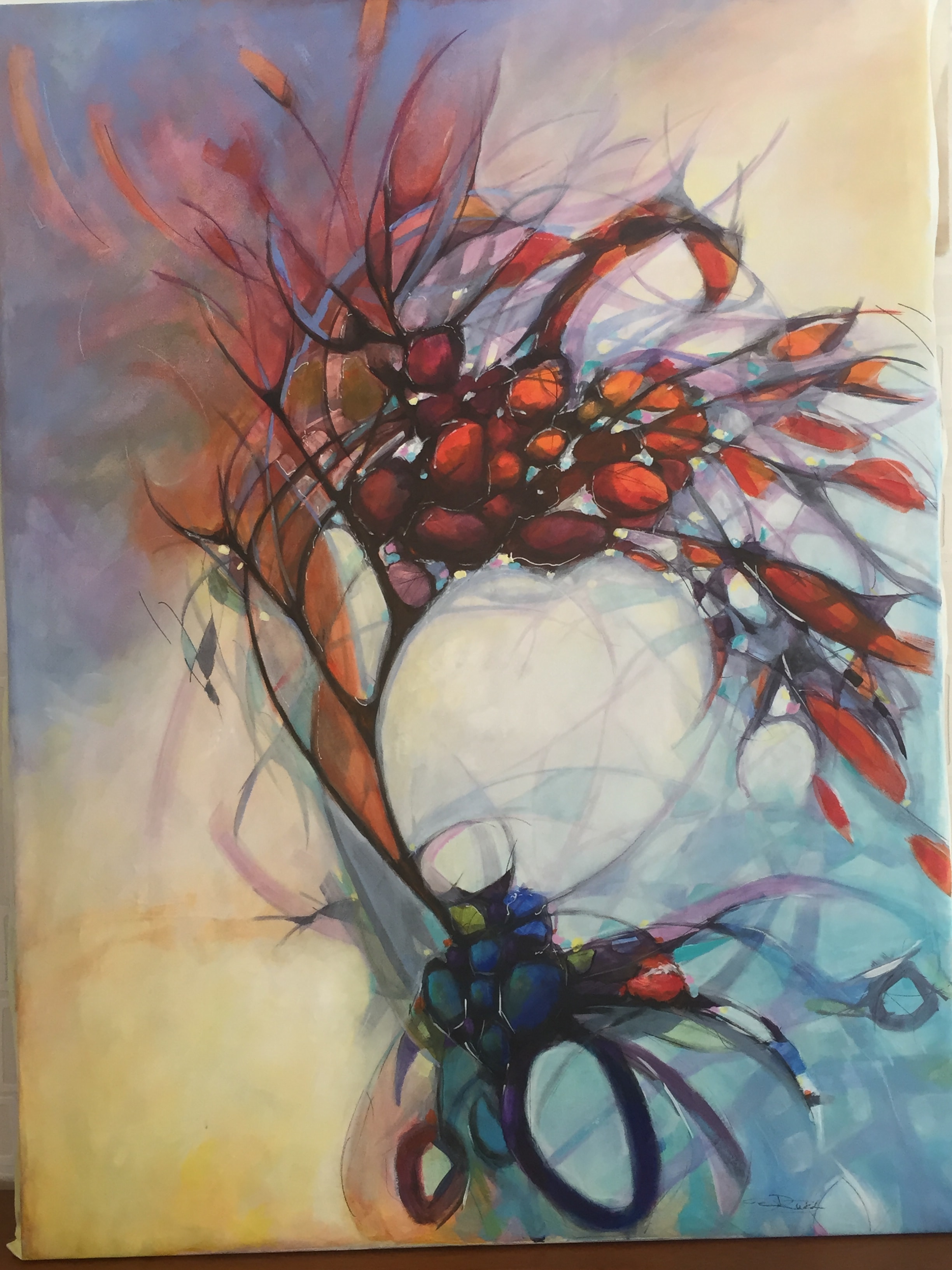 Organic Abstract Red Feathers — Jean Junkala